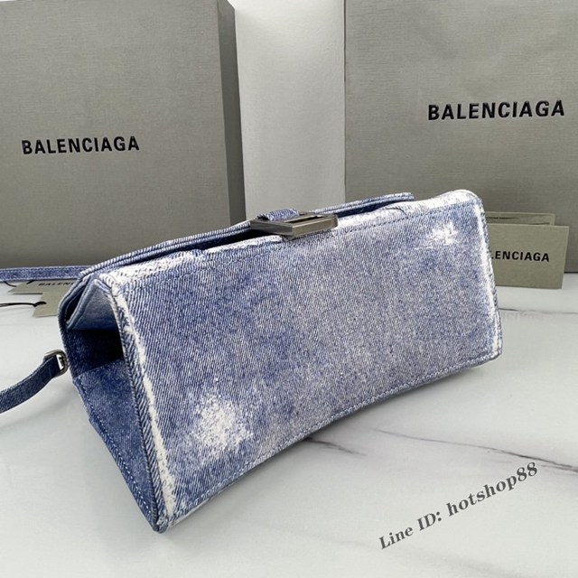 Balenciaga專櫃爆款手提肩背女包沙漏包 巴黎世家Hourglass牛皮牛仔印花沙漏包 fyj1112